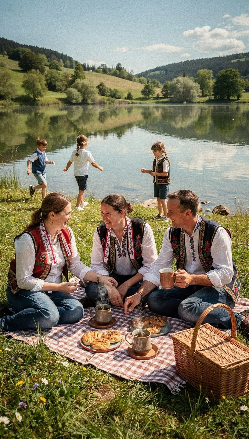 Krajina s malebnými horami a poľami plnými byliniek